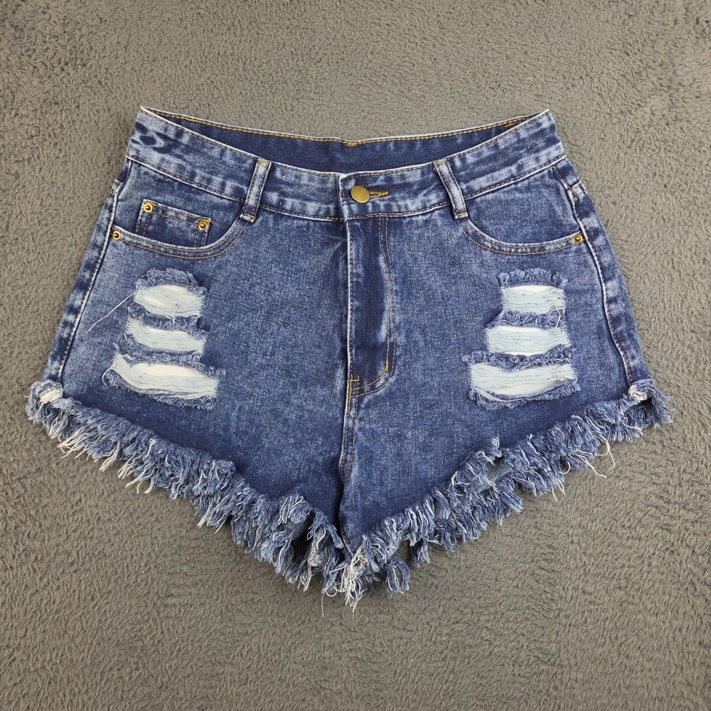 Denim Cutoff Shorts Women's Medium Blue Jean Distressed Stretch High Rise Frayed